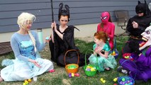 Spiderman Frozen Elsa & Pink Spidergirl  VS Maleficent vs Doctor Surprise Egg Hunt! Superheroes IRL