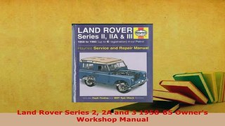 PDF  Land Rover Series 2 2A and 3 195885 Owners Workshop Manual PDF Full Ebook