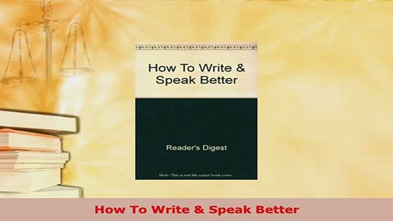 Download  How To Write  Speak Better Read Online
