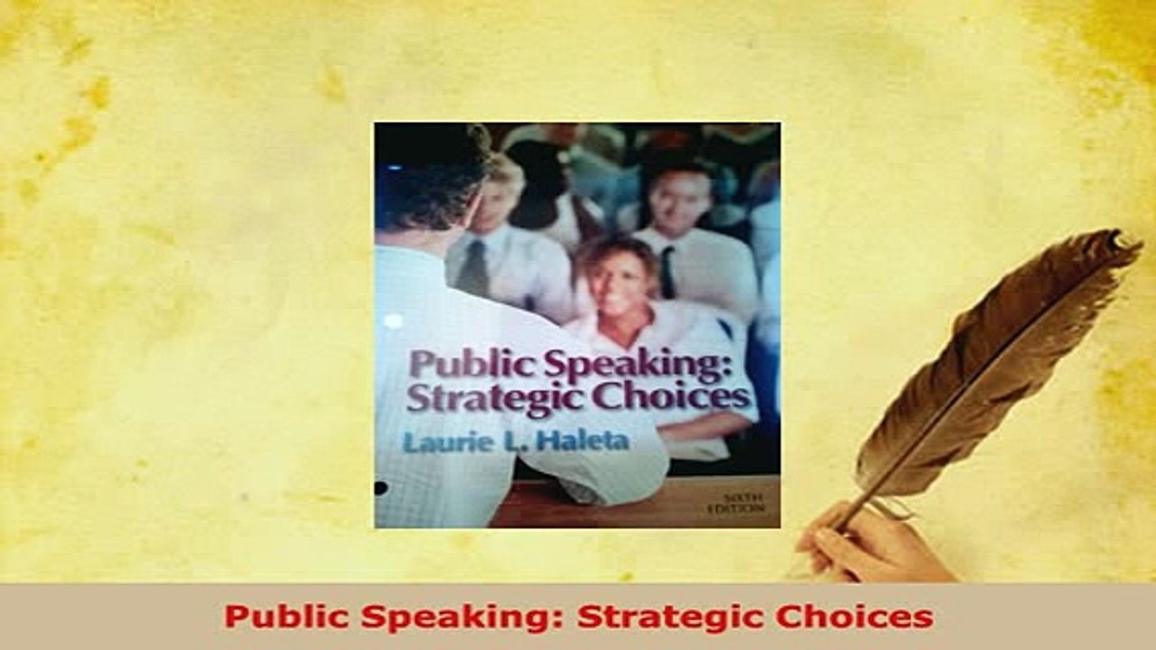 PDF  Public Speaking Strategic Choices Free Books