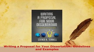PDF  Writing a Proposal for Your Dissertation Guidelines and Examples Ebook