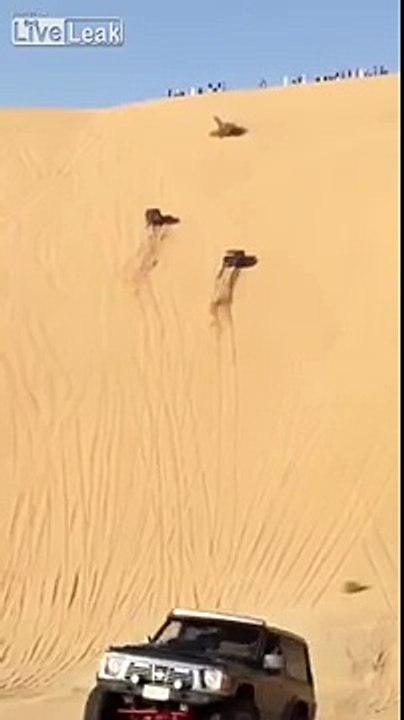 car crashes on sand hills