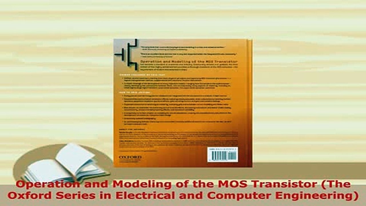Download  Operation and Modeling of the MOS Transistor The Oxford Series in Electrical and Computer PDF Full Ebook