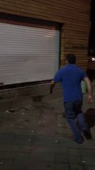 Funny drunk guy fighting with club security