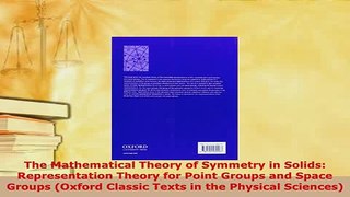 PDF  The Mathematical Theory of Symmetry in Solids Representation Theory for Point Groups and Free Books