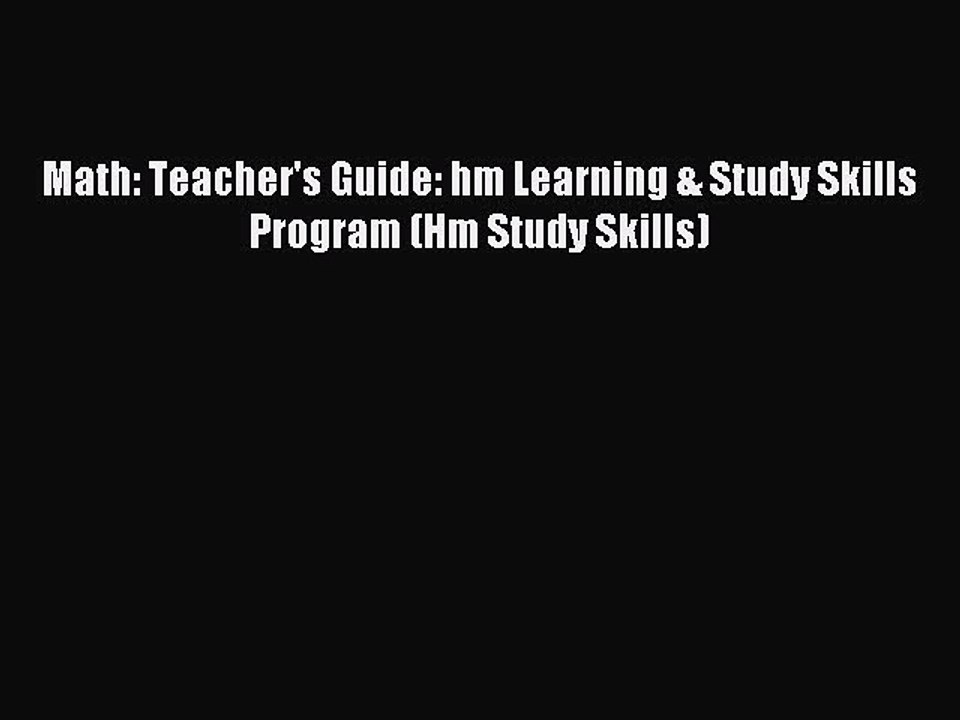 Read Math: Teacher's Guide: hm Learning & Study Skills Program (Hm Study Skills) PDF Online