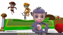 Five Little Monkeys Jumping on the Bed Nursery Rhyme - 3D Animation Rhymes for Children [HD, 720p]