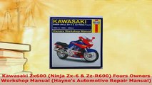 PDF  Kawasaki Zx600 Ninja Zx6  ZzR600 Fours Owners Workshop Manual Haynes Automotive PDF Full Ebook