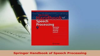 Download  Springer Handbook of Speech Processing Ebook