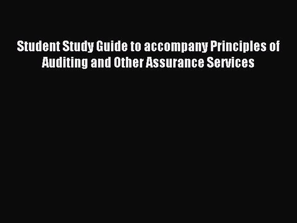 Read Student Study Guide to accompany Principles of Auditing and Other Assurance Services Ebook