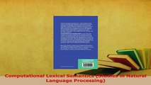 Download  Computational Lexical Semantics Studies in Natural Language Processing Read Online