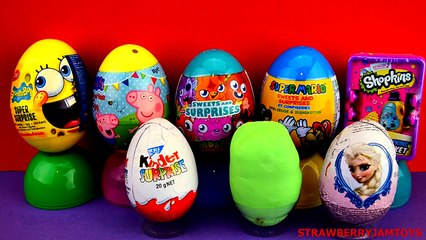 Frozen Play Doh Shopkins Spongebob Kinder Surprise Peppa Pig LPS Surprise Eggs StrawberryJamToys