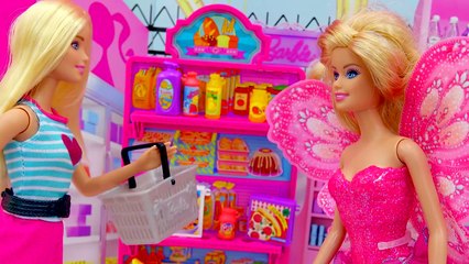 Barbie Doll Grocery Store Market Playset + Shopkins Season 3 Blind Bag Toy Unboxing Cookie
