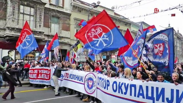 В Белграде прошел митинг против сближения с НАТО