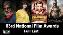 63rd National Film Awards Full List Big B And Kangana Ranaut Named Best Actors
