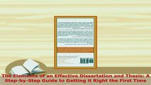 Download  The Elements of an Effective Dissertation and Thesis A StepbyStep Guide to Getting it Free Books