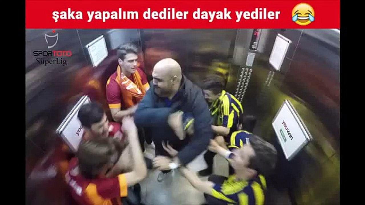 DERBİ ÖNCESİ GALATASARAY ve FENERBAHÇE TARAFTARINDAN ASANSÖR ŞAKASI