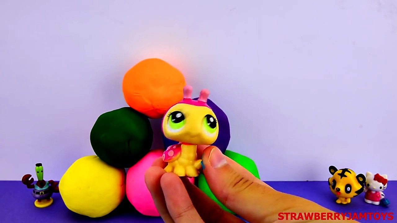 Spiderman Play Doh Shopkins LPS Hello Kitty Spongebob Angry Birds Surprise Eggs StrawberryJamToys