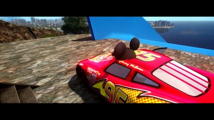 BIG RAMPS with Lightning McQueen Cars and Mickey Mouse !!!