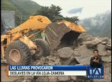Las lluvias provocaron deslaves en la vía Loja - Zamora