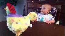 Baby's shocked reaction to an Easter hen laying eggs Funny Kids