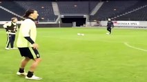 Zlatan Ibrahimovic scores TWO incredible goals without pausing in Sweden training