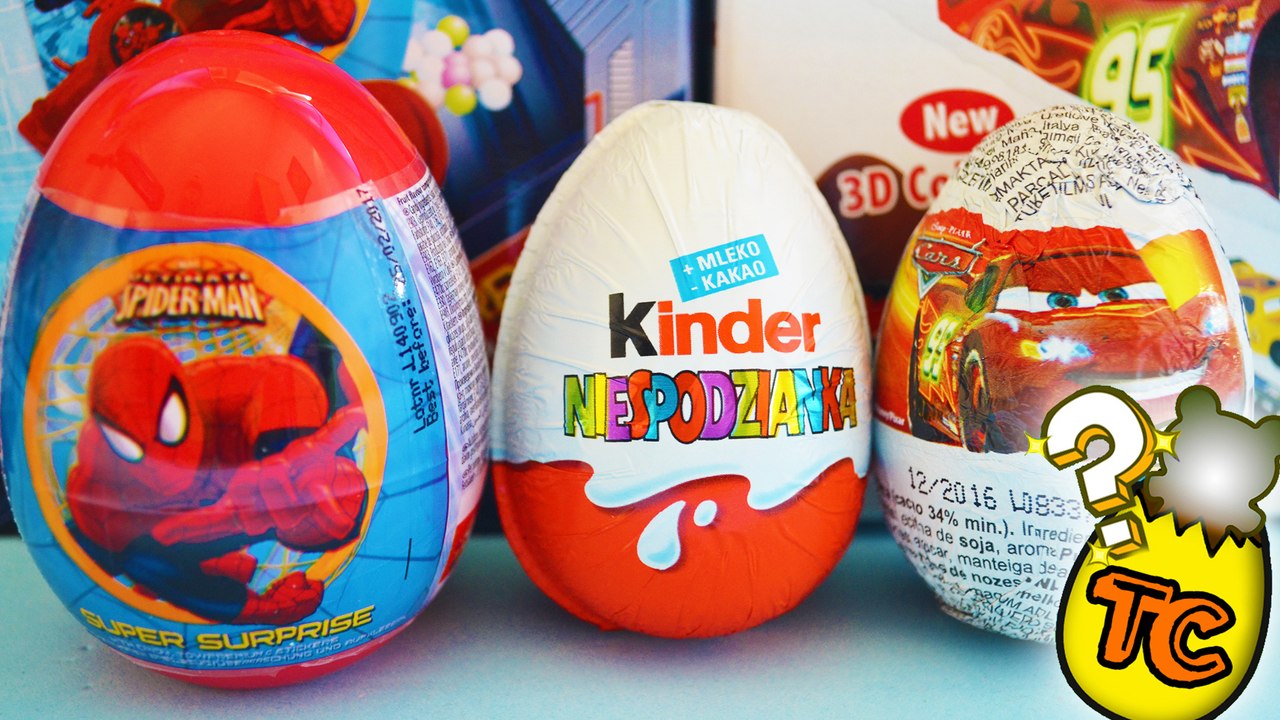 3 SURPRISE EGGS KINDER SURPRISE DISNEY CARS 2 LIGHTNING MCQUEEN SPIDERMAN UNBOXING TOYS FOR KIDS | Toy Collector