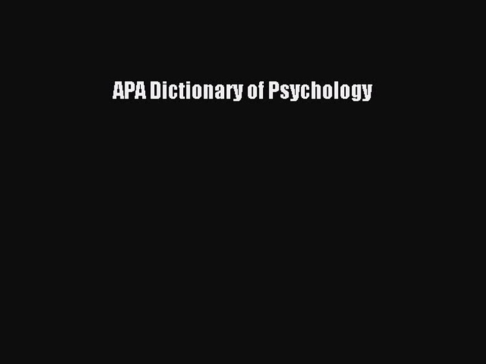 [Download PDF] APA Dictionary of Psychology Ebook Online