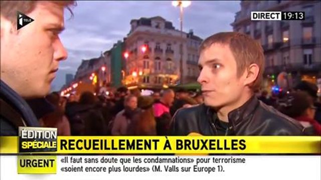 Attentats en Belgique : un jeune Belge et le journaliste de iTélé se font un câlin en direct