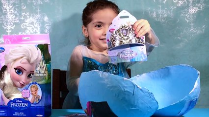 Disney Frozen Videos – Elsa Toys In Giant Frozen Surprise Egg Opening + Wig and Tiara