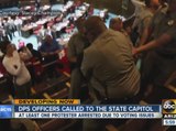 Protester arrested at state capitol amid voter issue hearing