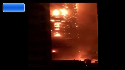 ‫حريق في عجمان في دولة الامارات - Fire in a building in Ajman‬