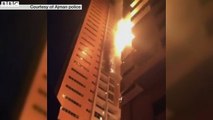 The fire engulfed a high-rise tower in the city of Ajman, in the United Arab Emirates