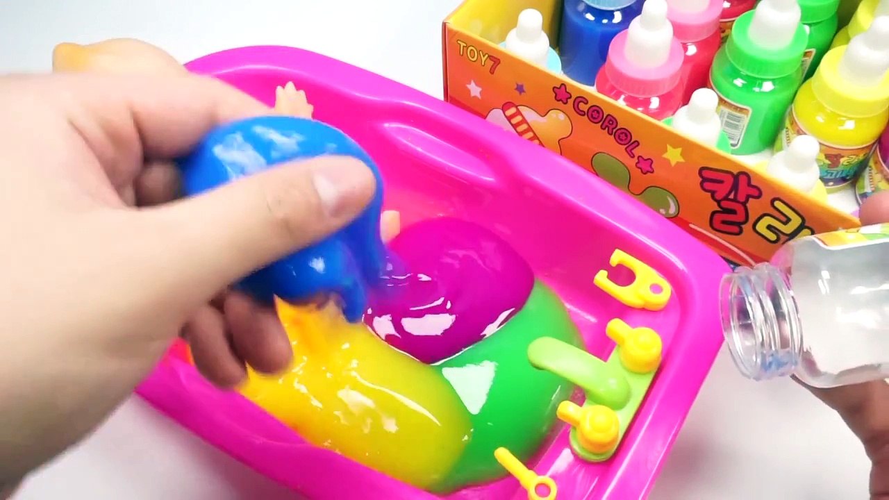 Numbers Counting Baby Doll Colors Slime Bath Time Learn Colors Clay Slime Surprise Toys