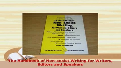 PDF  The Handbook of Nonsexist Writing for Writers Editors and Speakers PDF Book Free