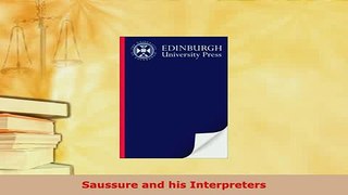 Download  Saussure and his Interpreters PDF Book Free