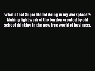 Read What's that Super Model doing in my workplace?: Making light work of the burden created