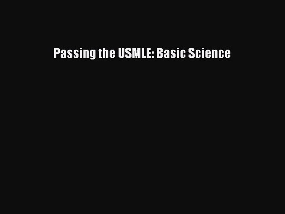 Download Passing the USMLE: Basic Science Ebook Online