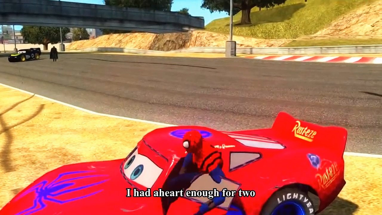 Spiderman Songs Lyrics ♫ I see the moon ♫ Lightning Mcqueen race with Rayo Dinoco