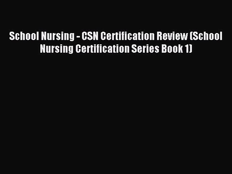 Download School Nursing - CSN Certification Review (School Nursing Certification Series Book