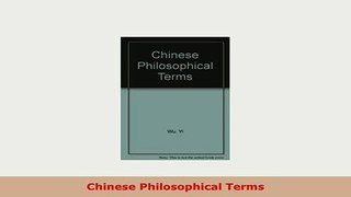 Download  Chinese Philosophical Terms Ebook