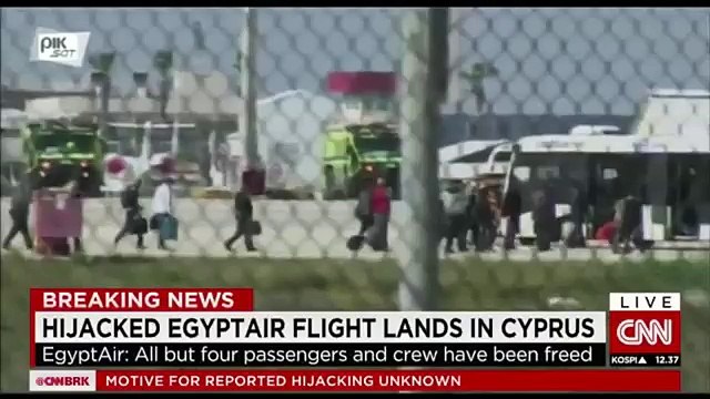 MOMENTS- EgyptAir Plane Flight MS181 Airbus A320 Hijacked Jet Lands In Cyprus -82 Passengers