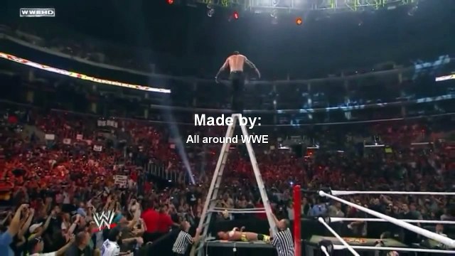 WWE Jeff Hardy Swanton Bomb's CM Punk through the Announce Table Slow Motion Replay Summerslam 2009