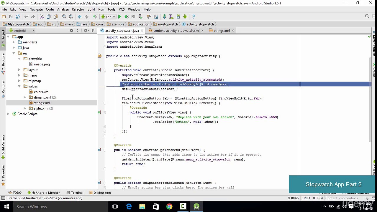 AndroidApp stopwatch part2