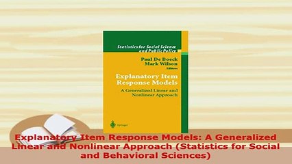 PDF  Explanatory Item Response Models A Generalized Linear and Nonlinear Approach Statistics PDF Full Ebook