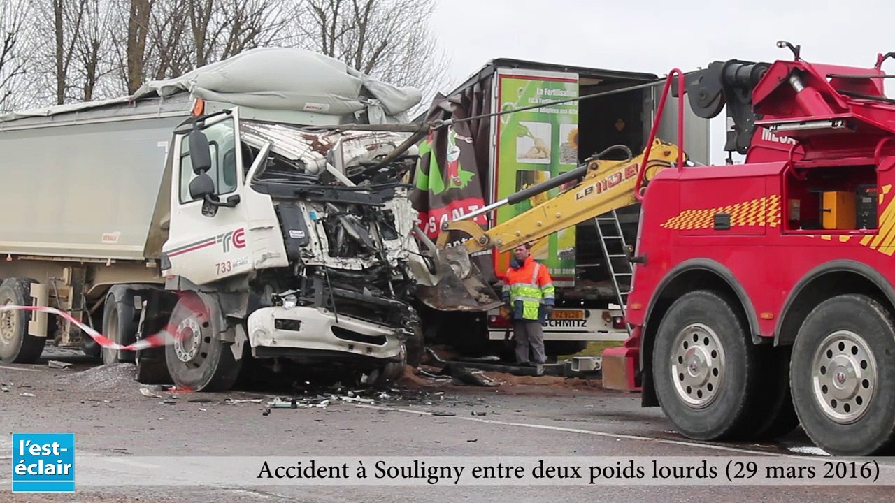 Accident à Souligny  : choc frontal entre deux poids lourds