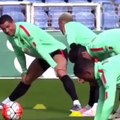 Cristiano Ronaldo was in a funny mood in Portugal training today