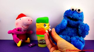 Spongebob Play Doh Peppa Pig Cars 2 Angry Birds Cookie Monster Surprise Eggs StrawberryJamToys