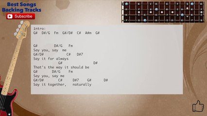 Say You Say Me - Lionel Richie Bass Backing Track with scale, chords and lyrics