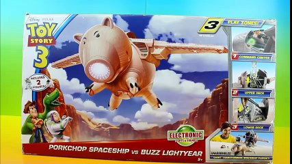 Toy Story 3 Electronic Porkchop Spaceship vs Buzz Lightyear Evil Dr. Porkchop Pig